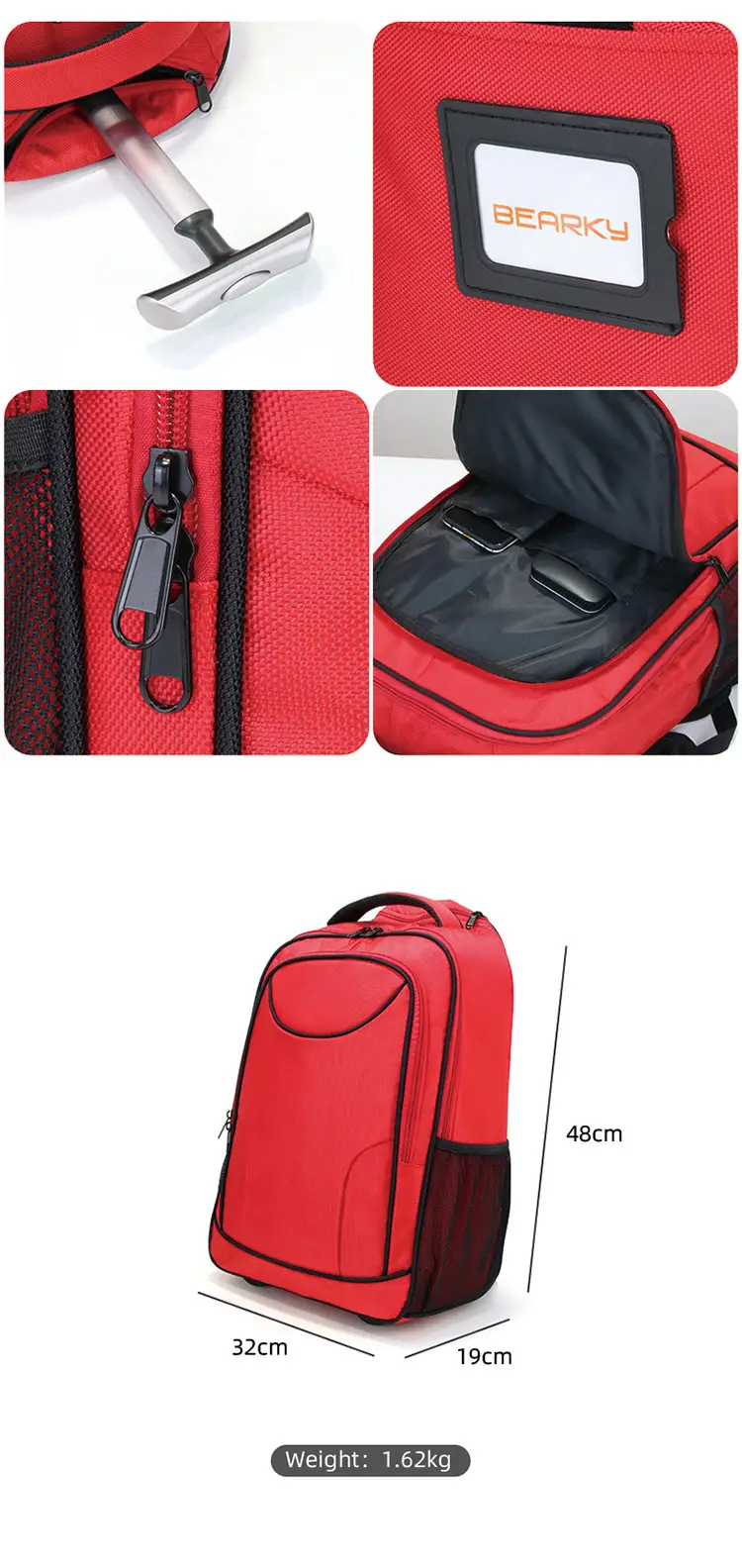 Custom colors branding and size options – BEARKY BQT006 lightweight trolley backpacks Custom colors branding and size options – BEARKY BQT006 lightweight trolley backpacks